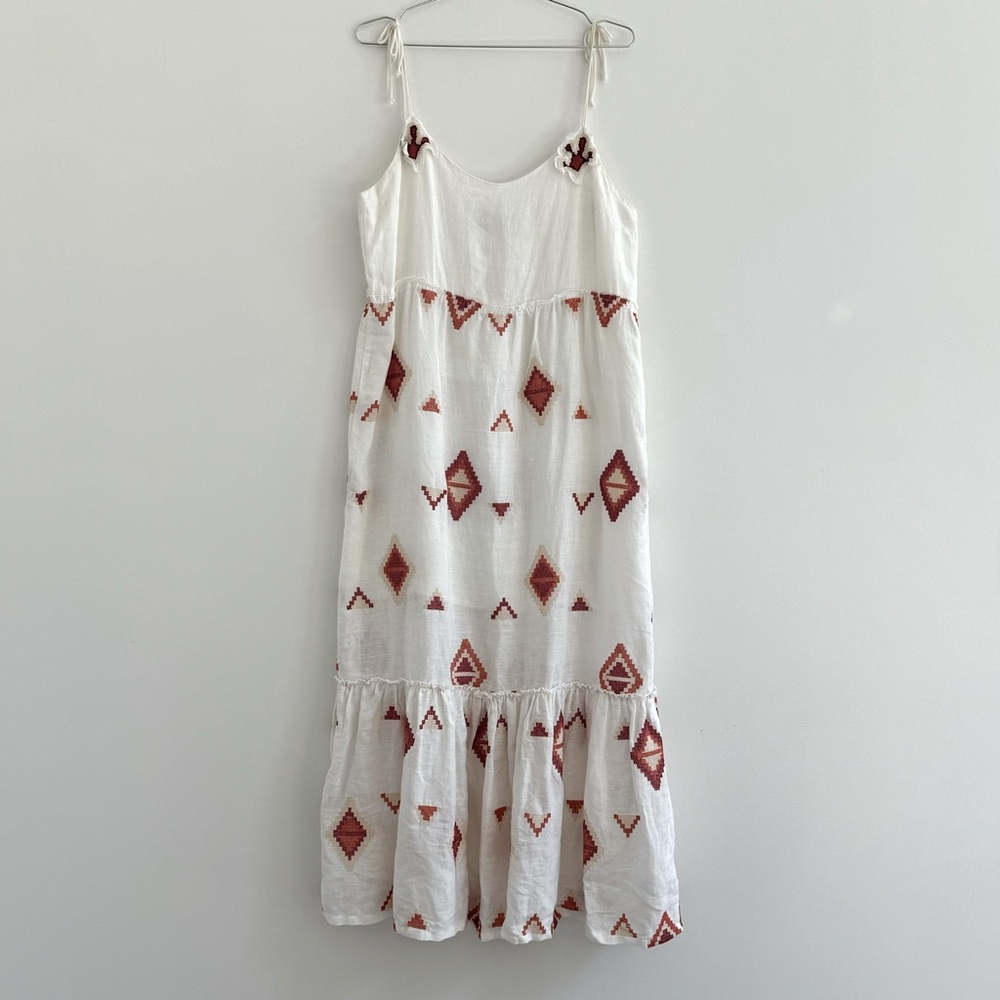White and Red Patterned Women's Dress